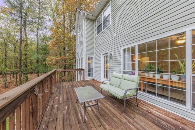 deck featuring an outdoor living space