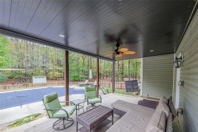 view of patio / terrace with outdoor lounge area and ceiling fan