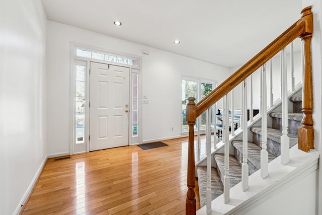 foyer entrance featuring light wood-type flooring