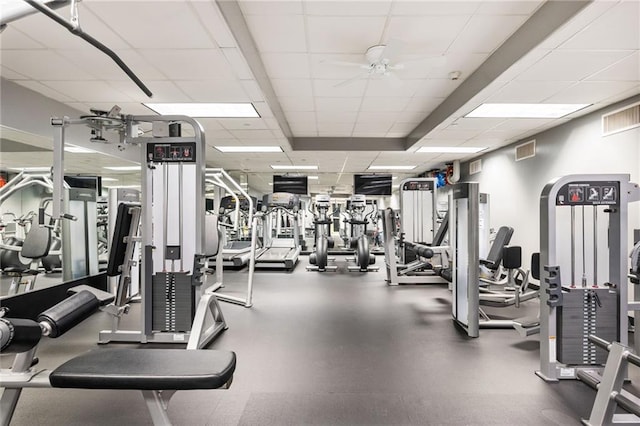 3657 Peachtree Rd NE Unit 4A, Atlanta, GA 30319 - exercise room with a drop ceiling and a ceiling fan