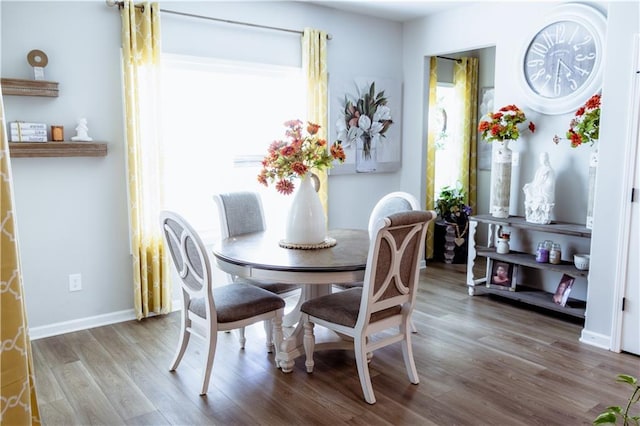 dining area featuring wood-type flooring