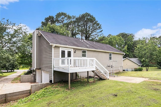 28 Fawn Ct, Sharpsburg, GA 30277 - rear view of property featuring stairs and a wooden deck