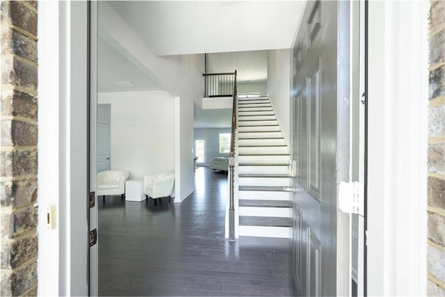 2649 Ogden Trl, Buford, GA 30519 - staircase with hardwood / wood-style floors and baseboards