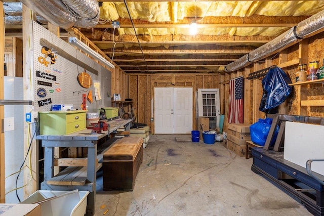 basement featuring a workshop area