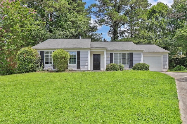 1234 Wellhouse Walk, Stone Mountain, GA 30088 - single story home with a garage, asphalt driveway, and a front lawn
