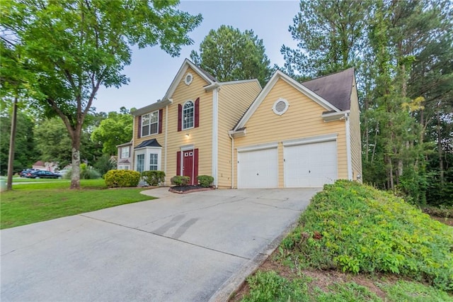 7113 Ambercrest Ct, Austell, GA 30168 - traditional-style house with concrete driveway, a garage, and a front lawn