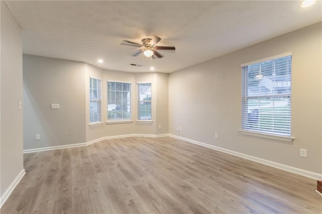 7113 Ambercrest Ct, Austell, GA 30168 - spare room featuring ceiling fan, light wood-style floors, baseboards, and recessed lighting
