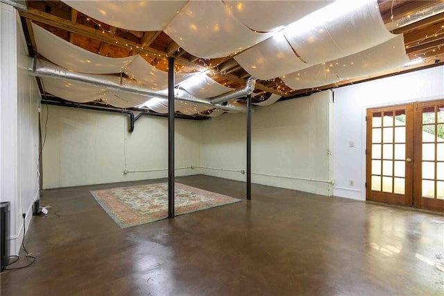basement with french doors