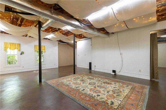 basement with baseboards