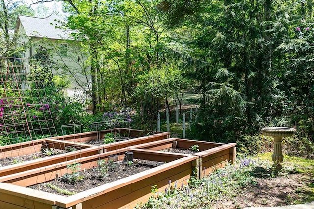 deck featuring a vegetable garden