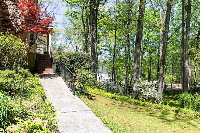 view of yard featuring stairs