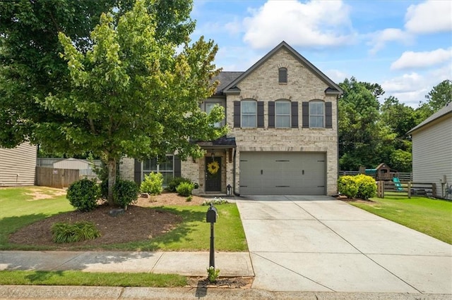 4275 Hunters Walk Way, Cumming, GA 30028 - view of front of home with an attached garage, driveway, and brick siding