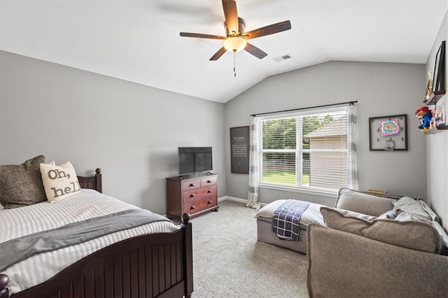 4275 Hunters Walk Way, Cumming, GA 30028 - bedroom featuring light carpet, lofted ceiling, and ceiling fan