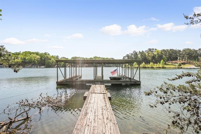 view of dock featuring a water view