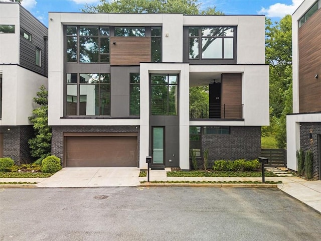 modern home featuring a garage