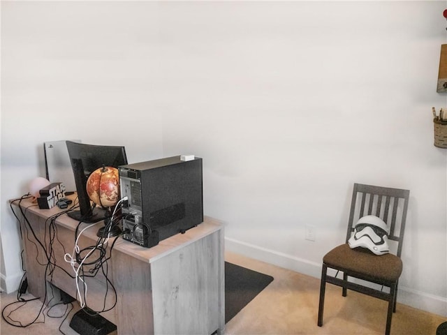 home office with light colored carpet