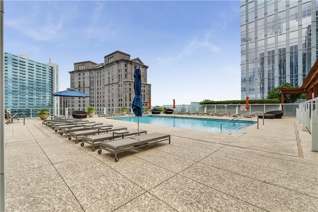 view of pool with a patio area