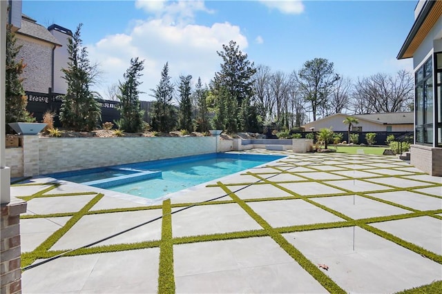 view of pool with a patio, a fenced backyard, and a fenced in pool