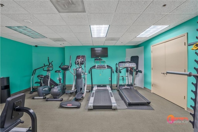57 Forsyth St NW Unit 14B, Atlanta, GA 30303 - exercise room with a drop ceiling and carpet