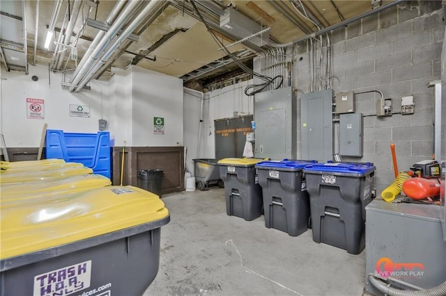 57 Forsyth St NW Unit 14B, Atlanta, GA 30303 - unfinished basement with concrete block wall and electric panel