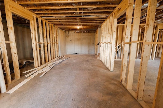 view of unfinished basement