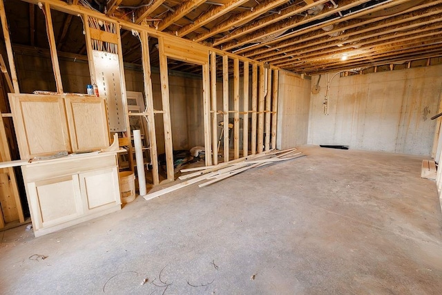 view of unfinished basement