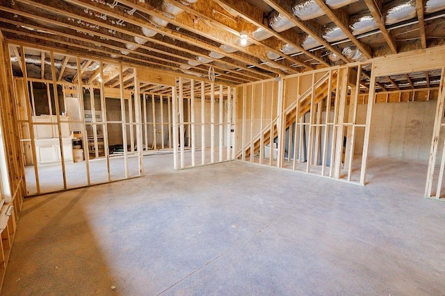 view of unfinished basement