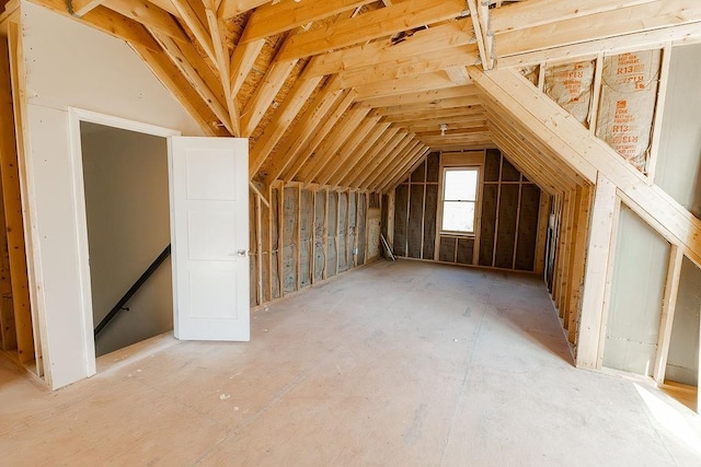 view of unfinished attic