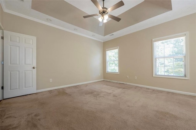 empty room with light carpet, a textured ceiling, and ceiling fan