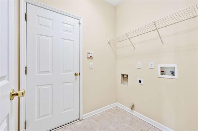 washroom with washer hookup, laundry area, hookup for an electric dryer, and baseboards