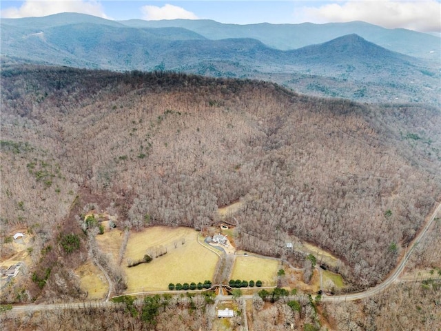 bird's eye view with a mountain view