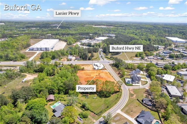 409 Thunder Rd, Buford, GA 30518 - aerial view of property's location with a forest
