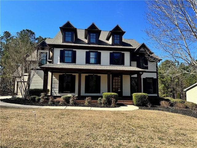 view of front of house featuring a front lawn and a porch