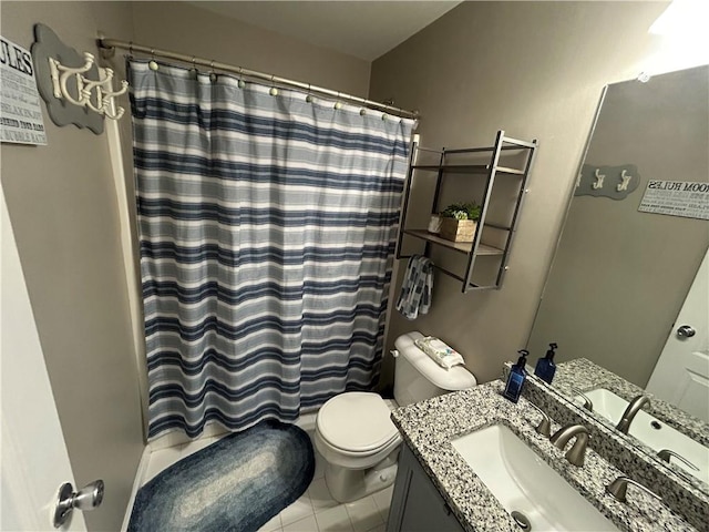 127 Spring Way Sq, Canton, GA 30114 - full bath featuring vanity, tile patterned flooring, and a shower with shower curtain