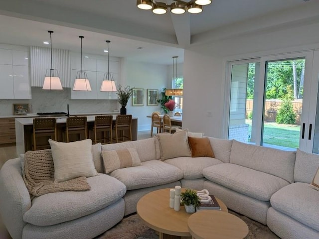 315 Hillcrest View Dr, Suwanee, GA 30024 - living area with a chandelier and recessed lighting