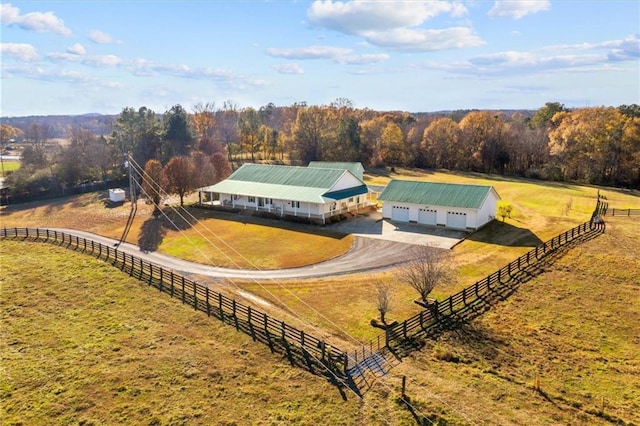 drone / aerial view featuring a rural view