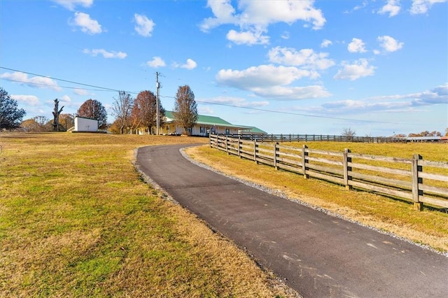 view of street featuring a rural view