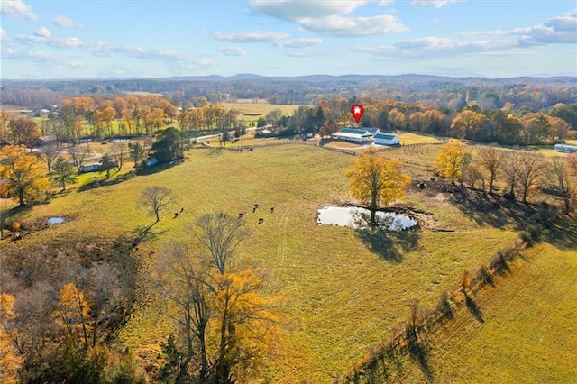 aerial view with a rural view