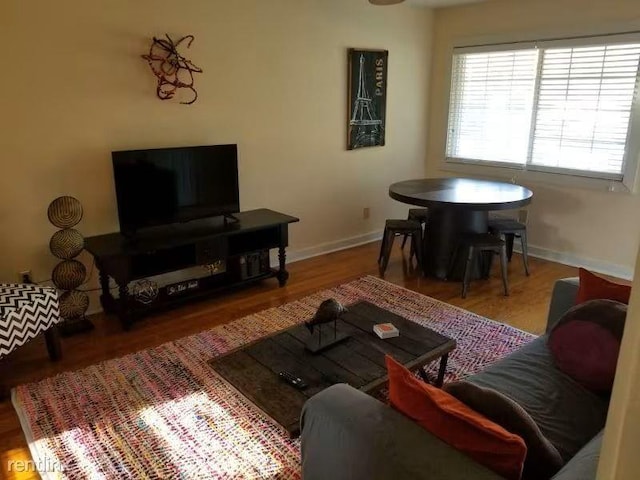 living room with hardwood / wood-style flooring