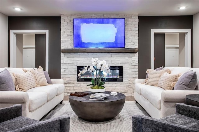 3351 Orwell Way Unit 2305, Cumming, GA 30041 - living area with a fireplace and wood finished floors