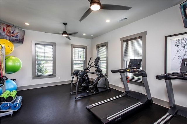 3351 Orwell Way Unit 2305, Cumming, GA 30041 - workout room with a ceiling fan, recessed lighting, and baseboards