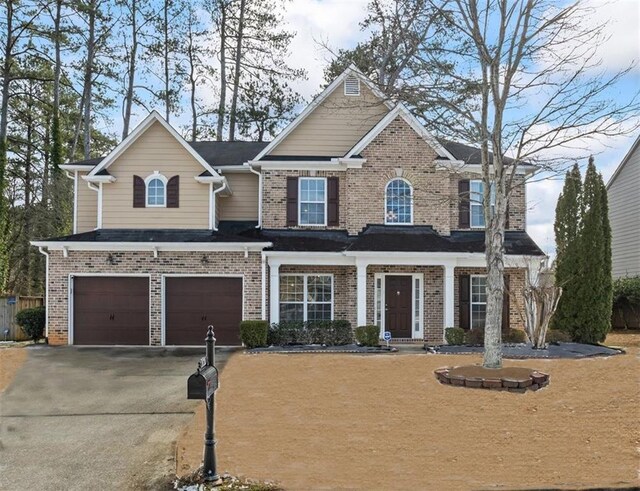 view of front of house with a garage