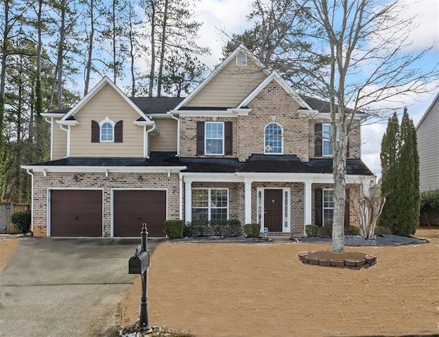 view of front facade featuring a garage