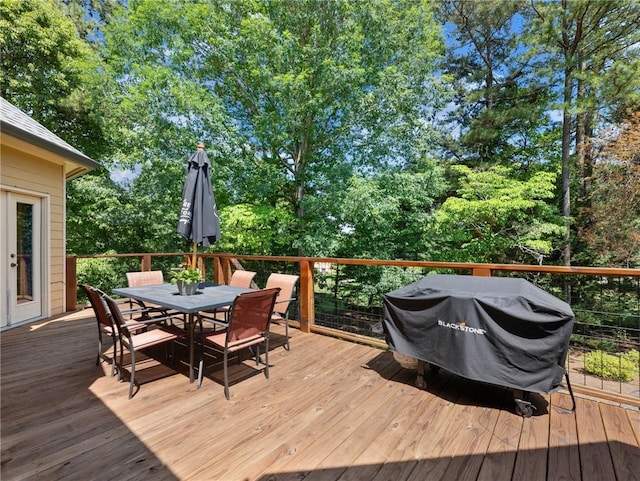 4523 Warwick Glen Pl, Flowery Branch, GA 30542 - deck with outdoor dining space and a grill