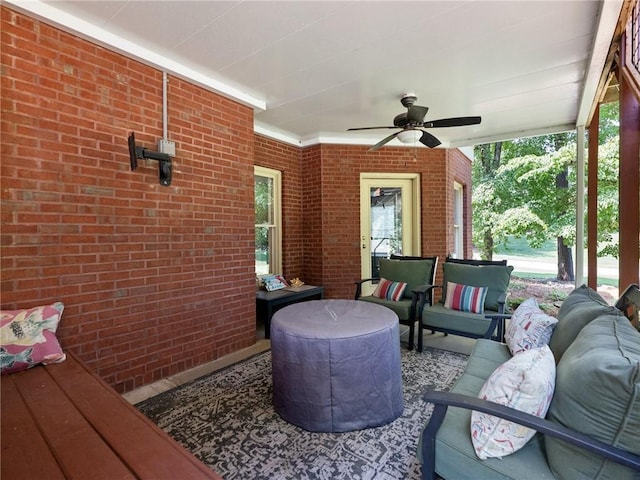 4523 Warwick Glen Pl, Flowery Branch, GA 30542 - view of patio / terrace with ceiling fan and an outdoor hangout area