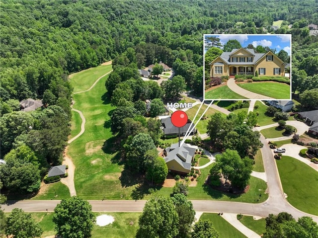 4523 Warwick Glen Pl, Flowery Branch, GA 30542 - aerial overview of property's location with a forest and property boundaries highlighted