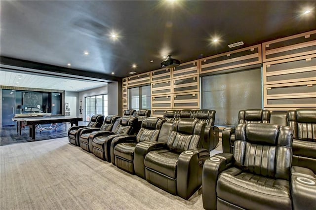 cinema room with recessed lighting