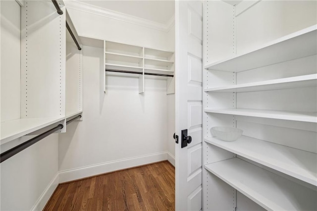 spacious closet with wood finished floors