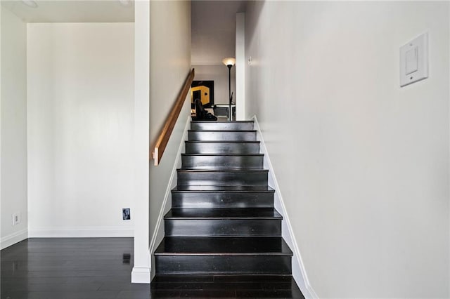 145 15th St NE Unit 435, Atlanta, GA 30309 - staircase with wood-type flooring and baseboards