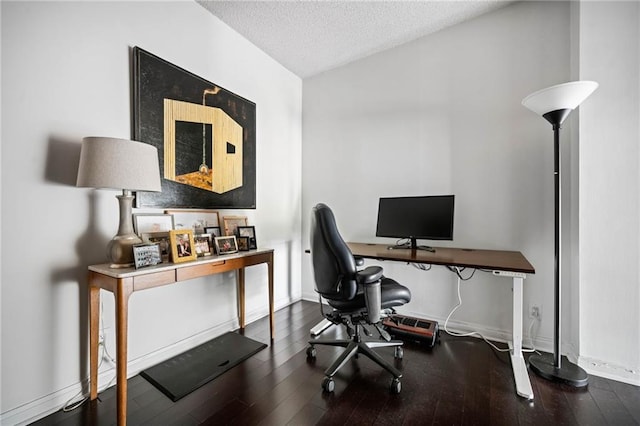 145 15th St NE Unit 435, Atlanta, GA 30309 - office with wood finished floors, a textured ceiling, lofted ceiling, and baseboards